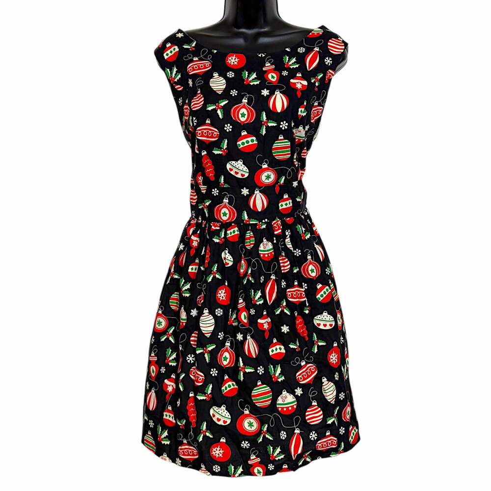 Silly Old Sea Dog Christmas Dress Black Ornament Retro 50s A-Line Rockabilly 16